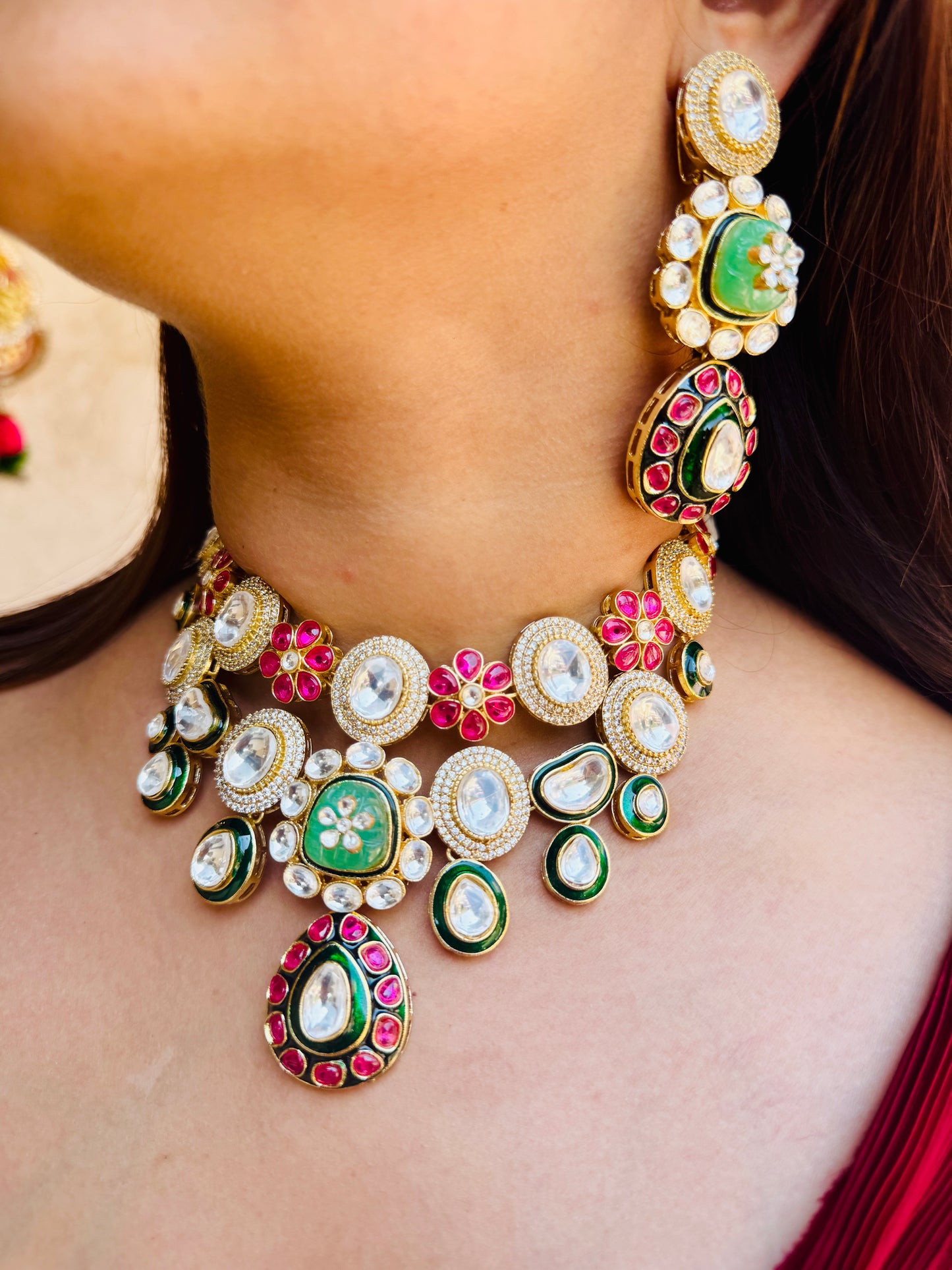 Kundan Polki Bridal Choker Necklace Set