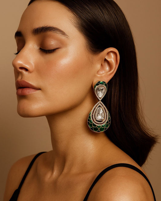 Emerald Kundan Earrings