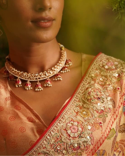 Pink Jhumka Necklace Set