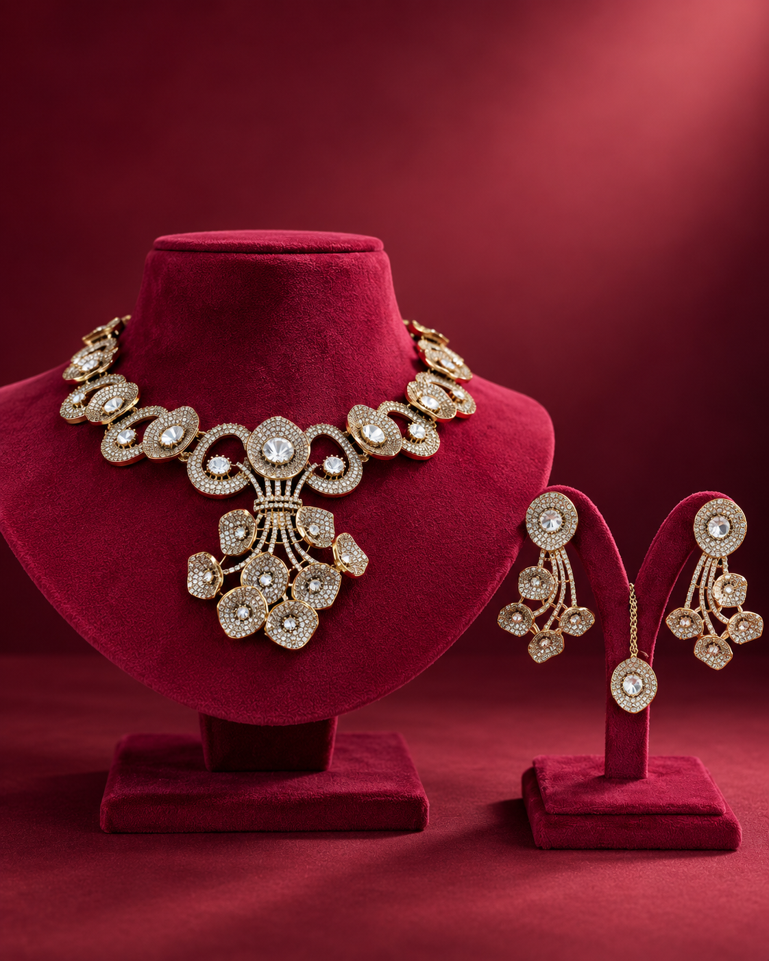 Golden Polki Floral Necklace Set