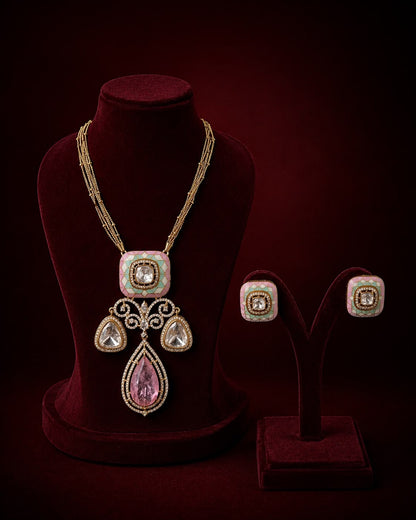 Pink Polki Kundan Necklace