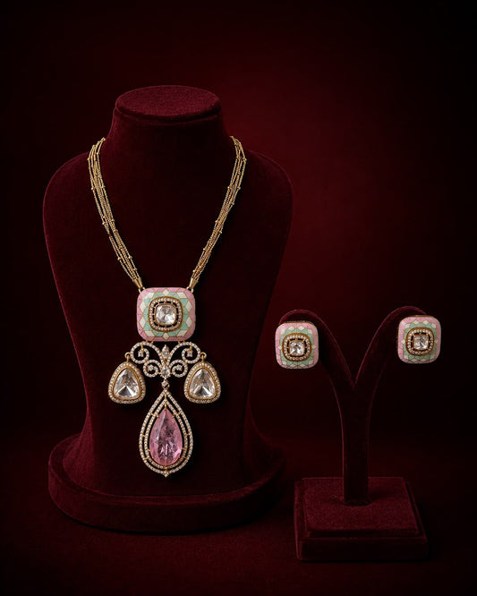 Pink Polki Kundan Necklace