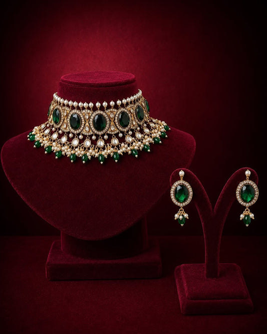 Emerald Kundan Studded Choker