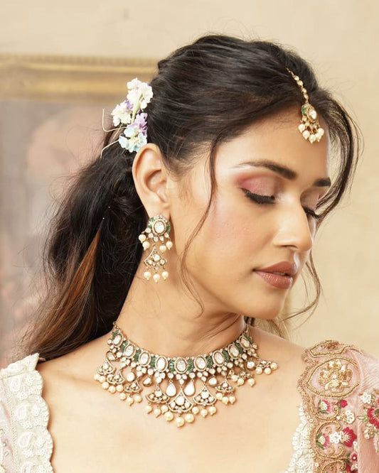 Pearl Bridal Choker Necklace Set