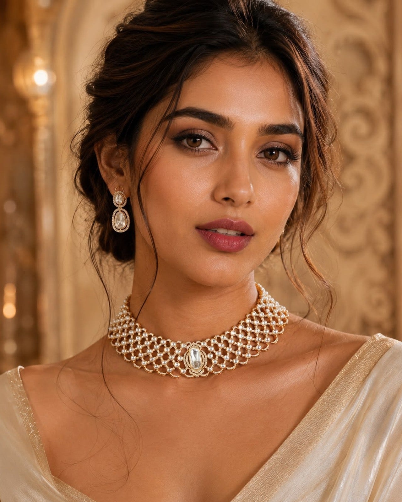 Polki Kundan Stylish Necklace Set