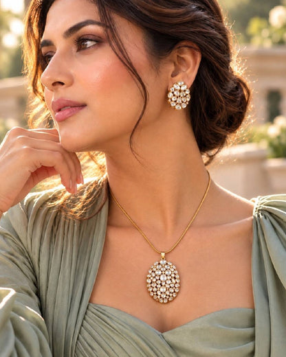 Kundan Polki Pendant Necklace Set