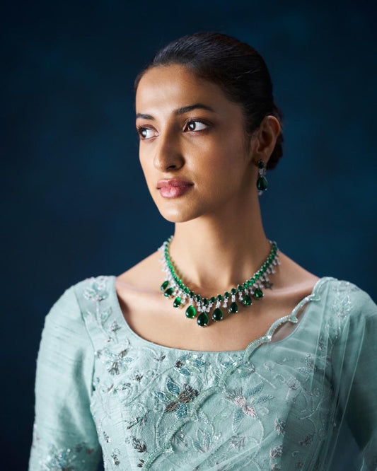 Emerald Diamond Necklace Set