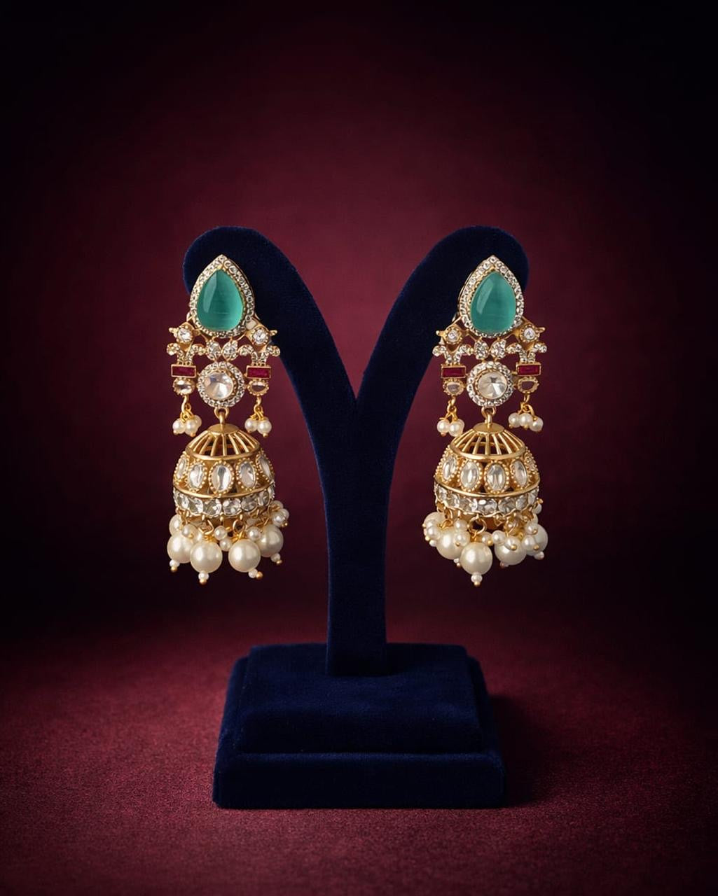 Moissanite pearl Polki Earrings