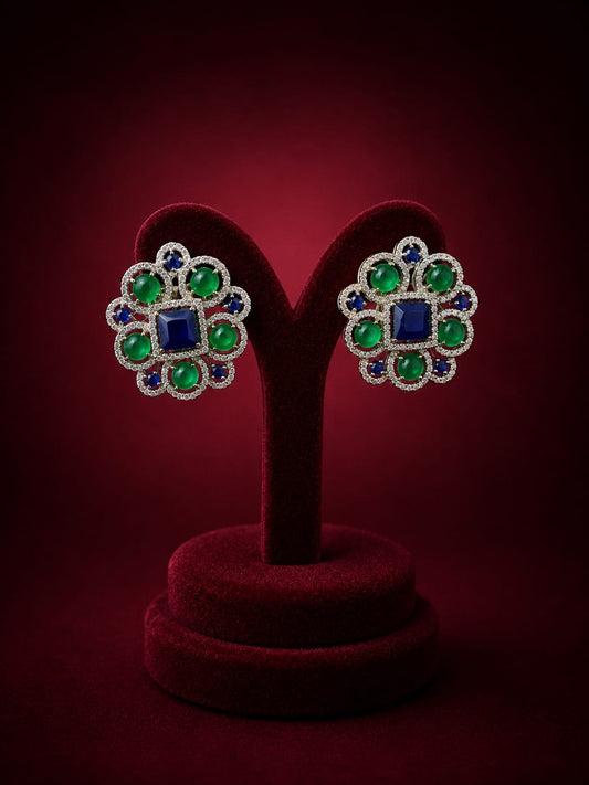 Regal Gemstone Floral Studs