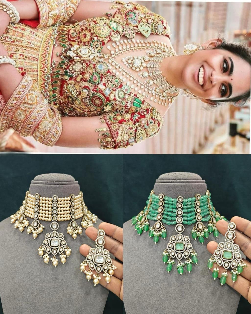 Isha Ambani Inspired Beads Kundan Necklace Set