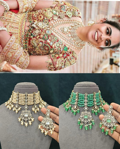 Isha Ambani Inspired Beads Kundan Necklace Set