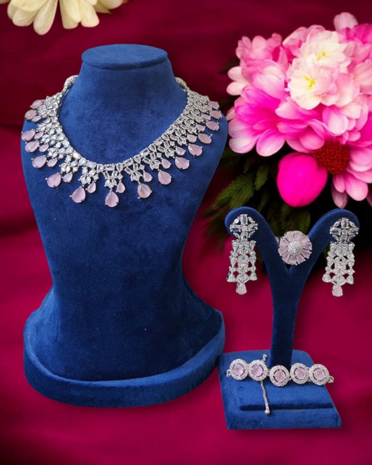 Pink Combo Necklace with Bracelet and Ring
