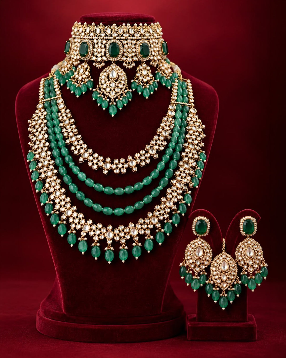 Green Exclusive Bridal Necklace Set