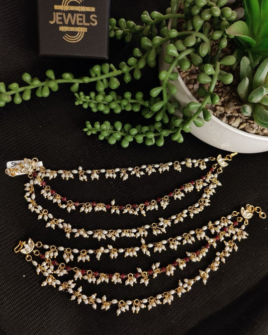 Pearl Red Rajkumari EarChains