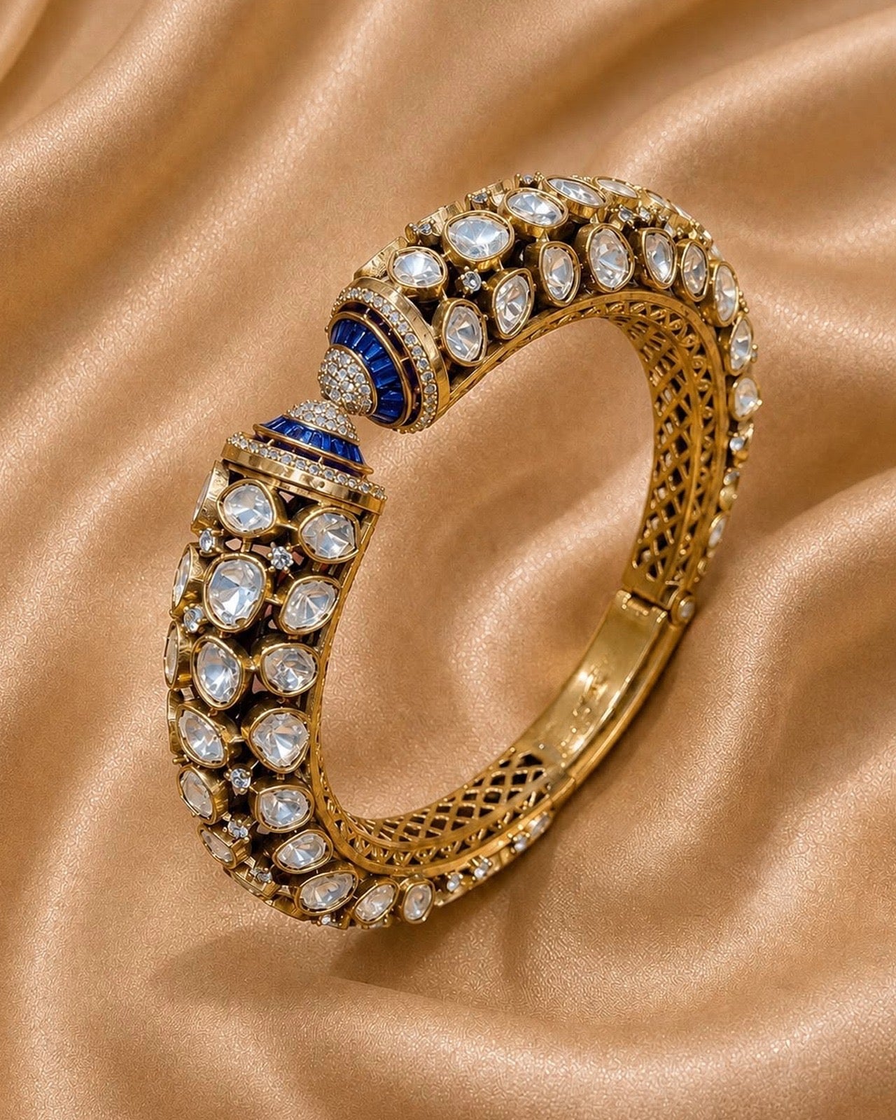 Jadau moissanite polki kundan openable Kada