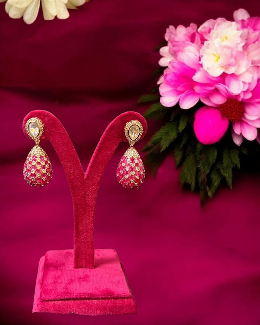 Meenakari Polki Droplet Earrings