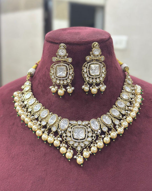 Bridal pearl Polki Necklace