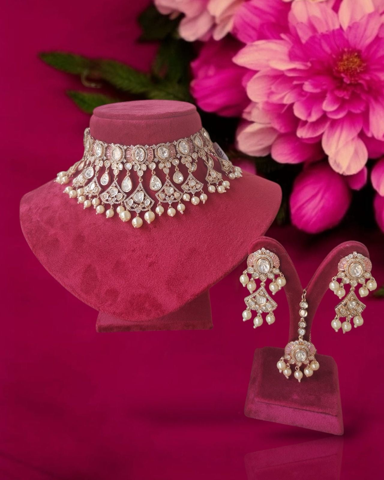 Pearl Bridal Choker Necklace Set