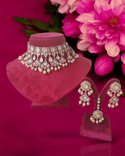 Pearl Bridal Choker Necklace Set
