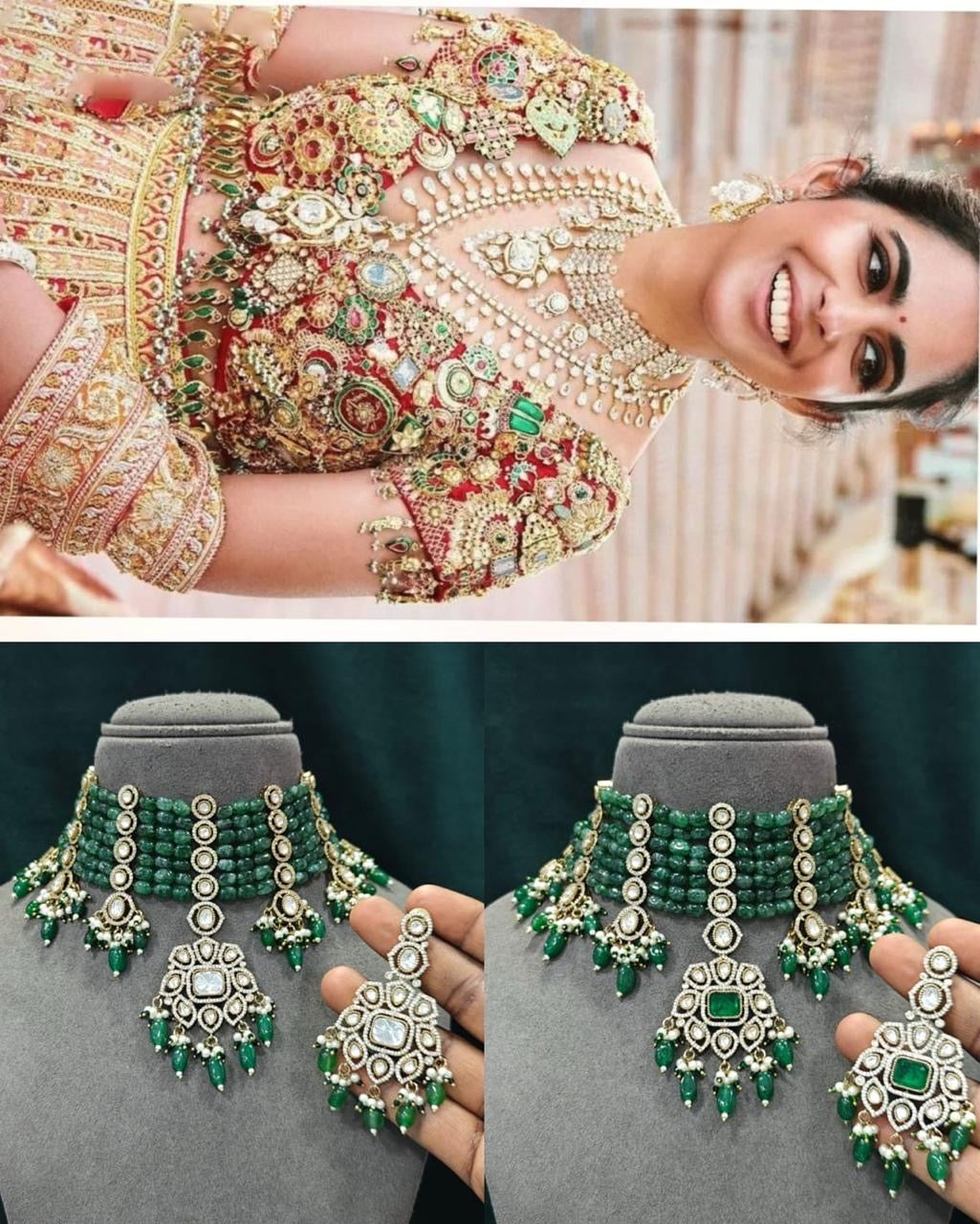 Isha Ambani Inspired Beads Kundan Necklace Set