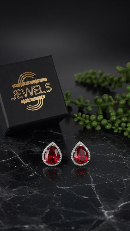 Red Shining Stud Earrings