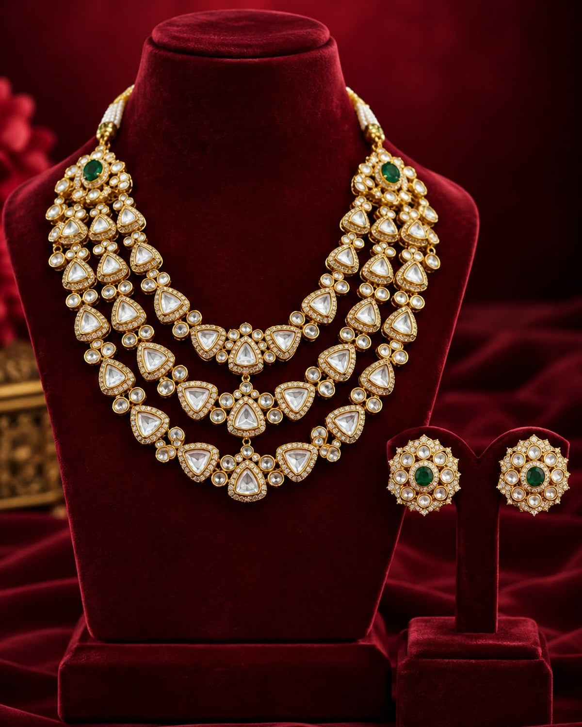Layered Polki Kundan Necklace Set