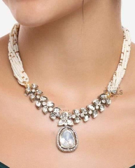 Two-Tone Plating Kundan Necklace