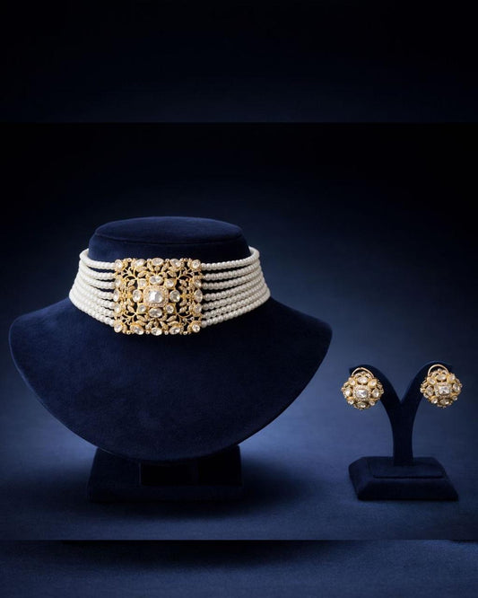 Pearl Kundan Choker Necklace