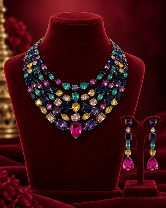 Multicolor Navratan Festive Necklace Set