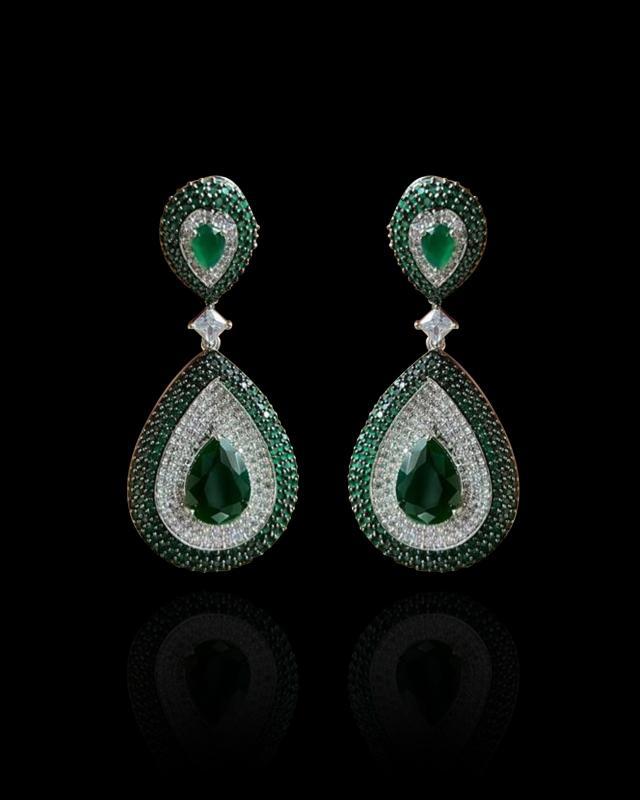 Emerald And Diamond Drop Earrings