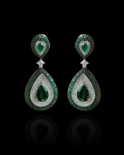 Emerald And Diamond Drop Earrings