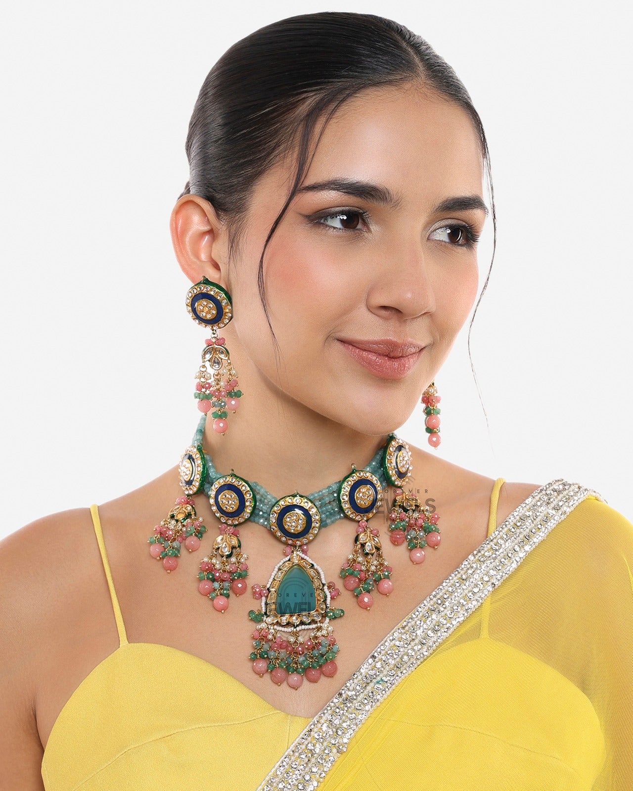 Polki Choker Necklace and Earrings Set