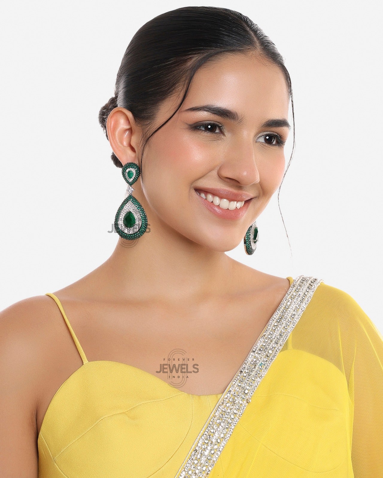 Emerald And Diamond Drop Earrings