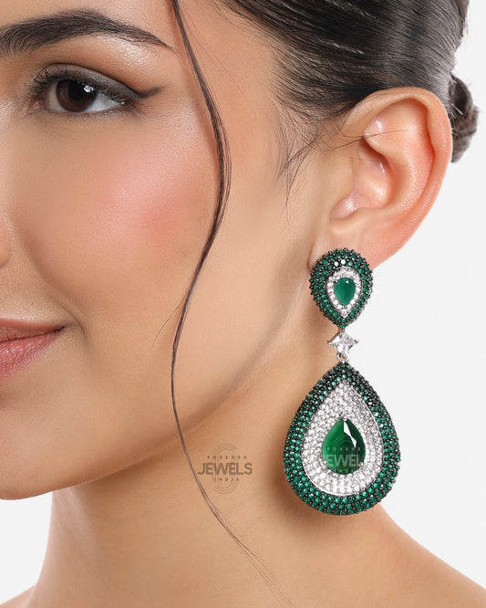 Emerald And Diamond Drop Earrings