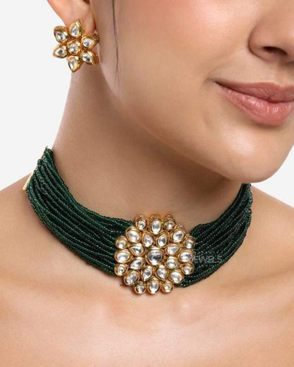 Green Floral Choker