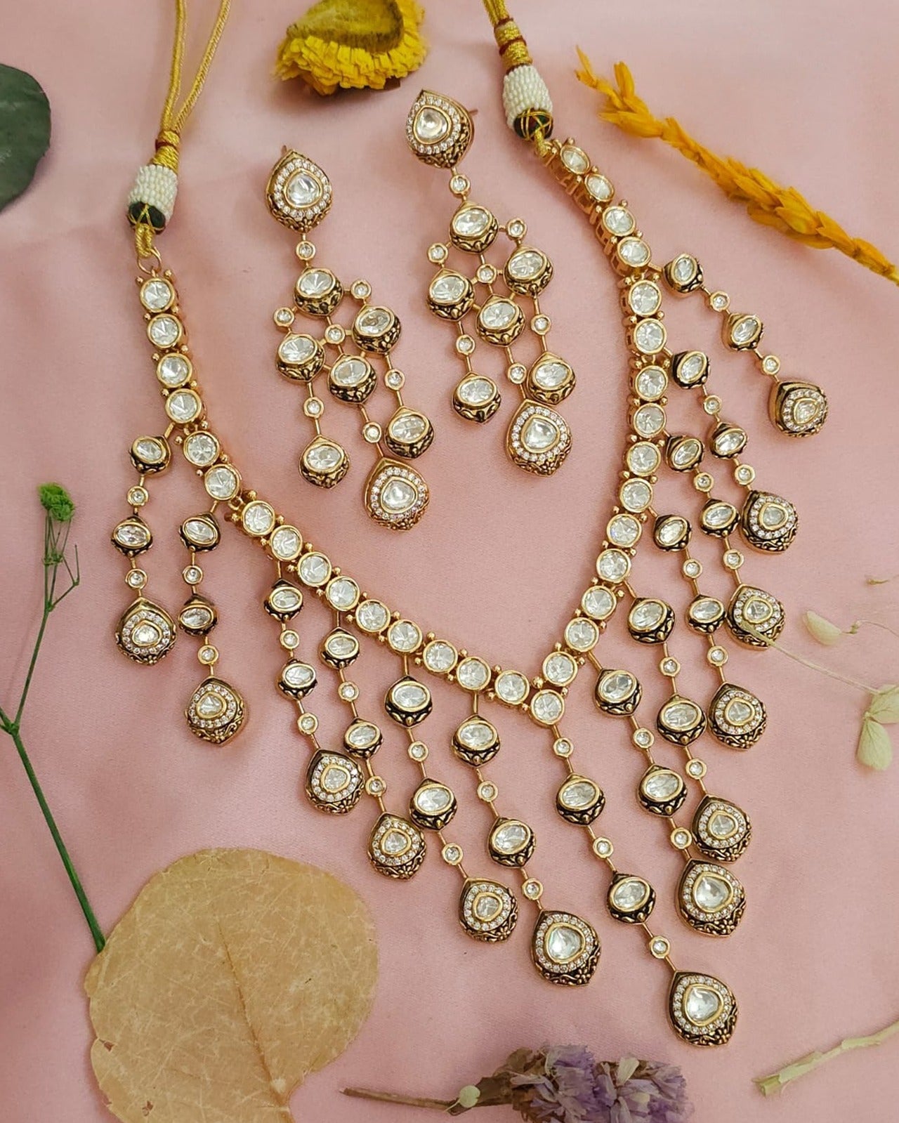 Polki Studded Kundan Necklace Set