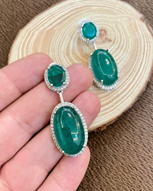 Oval Shape Emerald Earrings