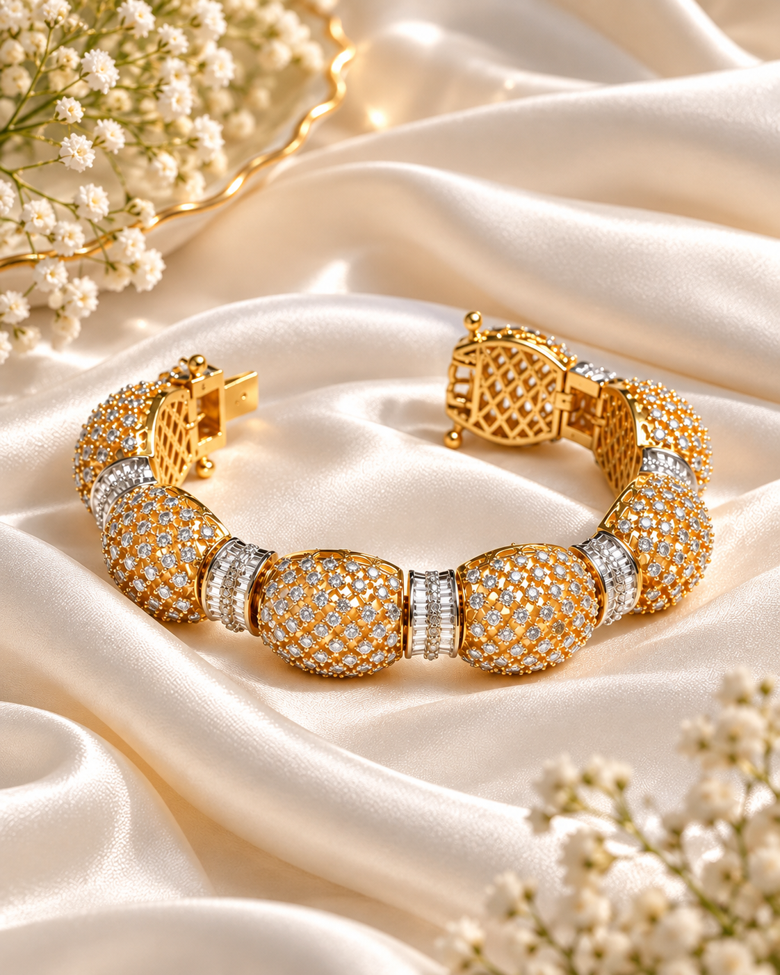Modern diamond-studded Statement bracelet