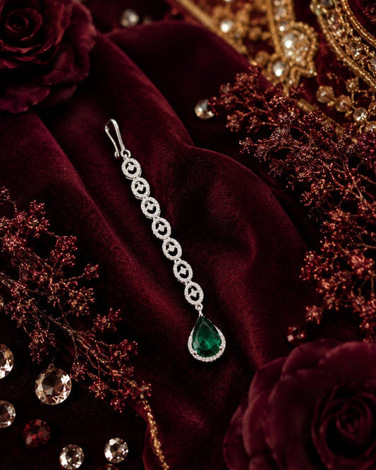Emerald Diamond Maang Tika