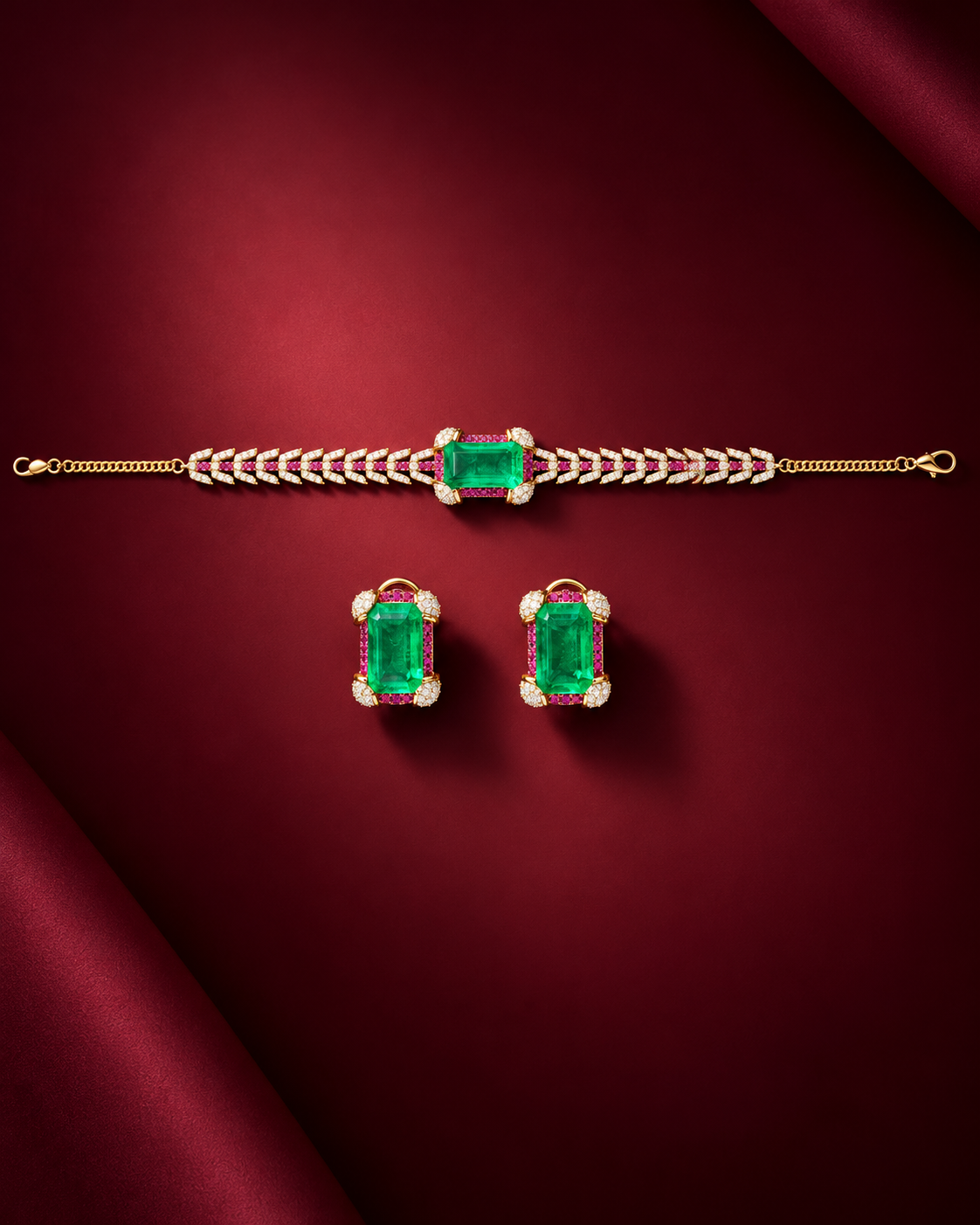 Emerald Royale Pink Accent Choker Set