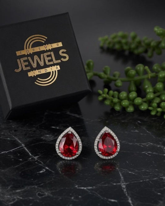 Red Shining Stud Earrings