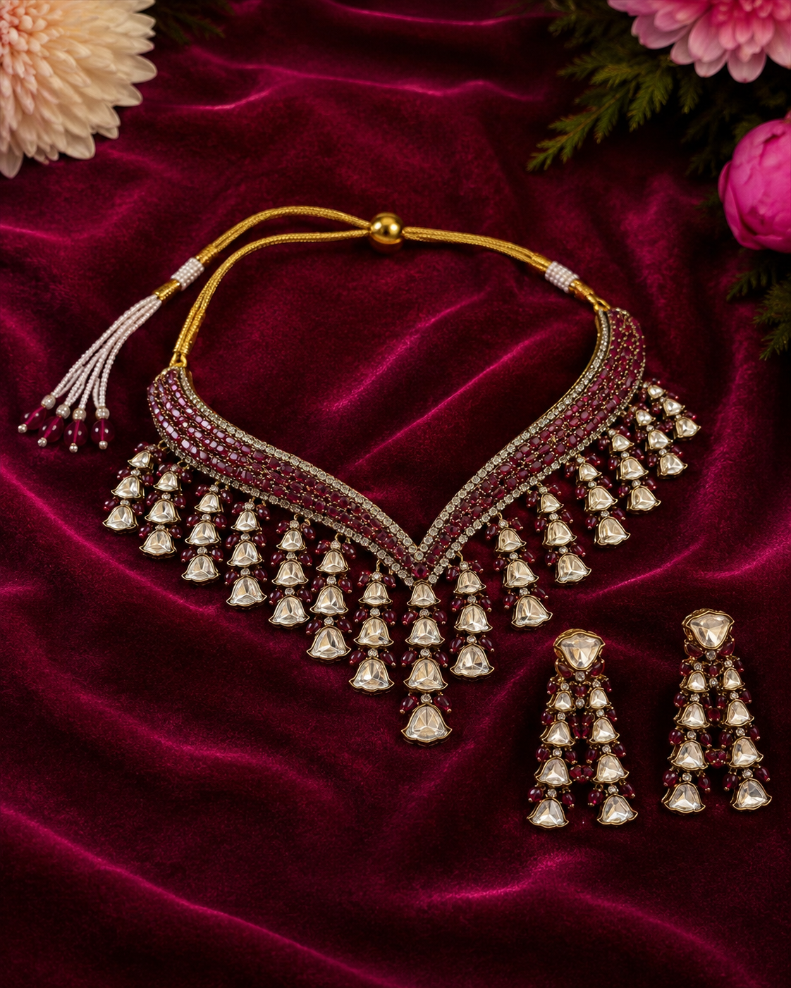 The Royal Victorian Drop Polki Necklace Set