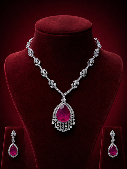 Sparking Drop Diamond Necklace Set