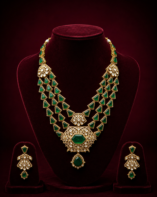 Layered Emerald Bridal Necklace Set