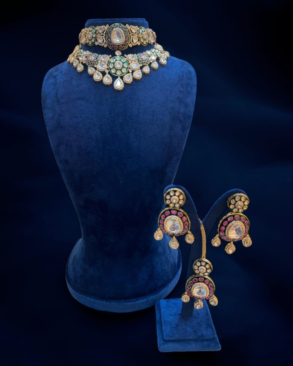 Moissanite Polki Layered Bridal Necklace Set