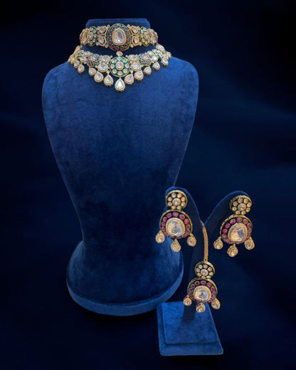 Moissanite Polki Layered Bridal Necklace Set