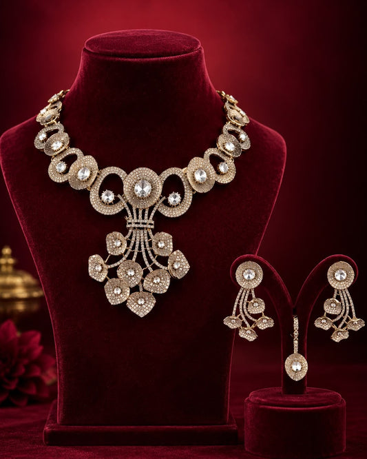 Golden Polki Floral Necklace Set