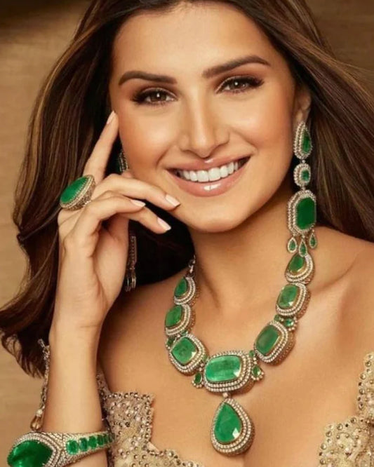 Tara Sutaria Inspired Emerald Set