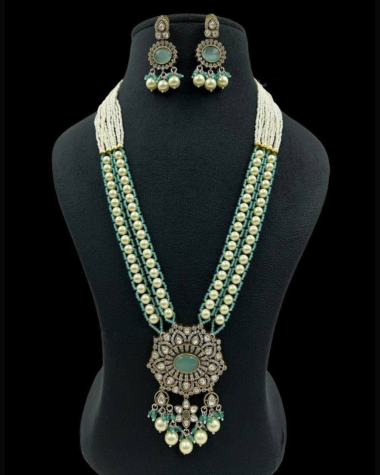 Long Floral Kundan Set