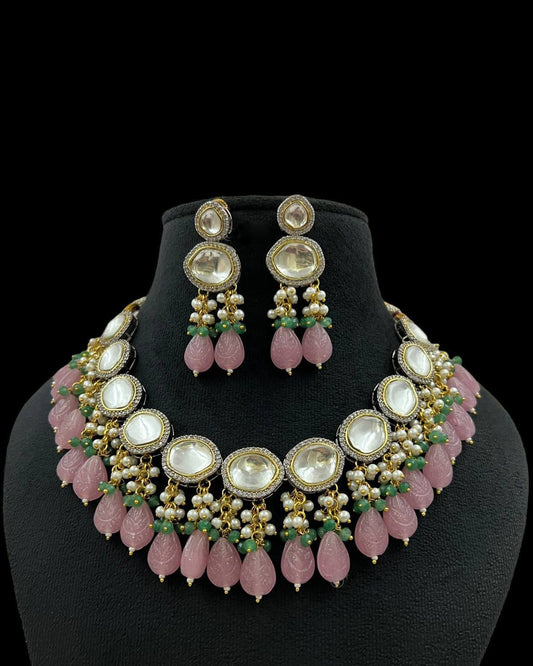 Gorgeous Pink Kundan Necklace